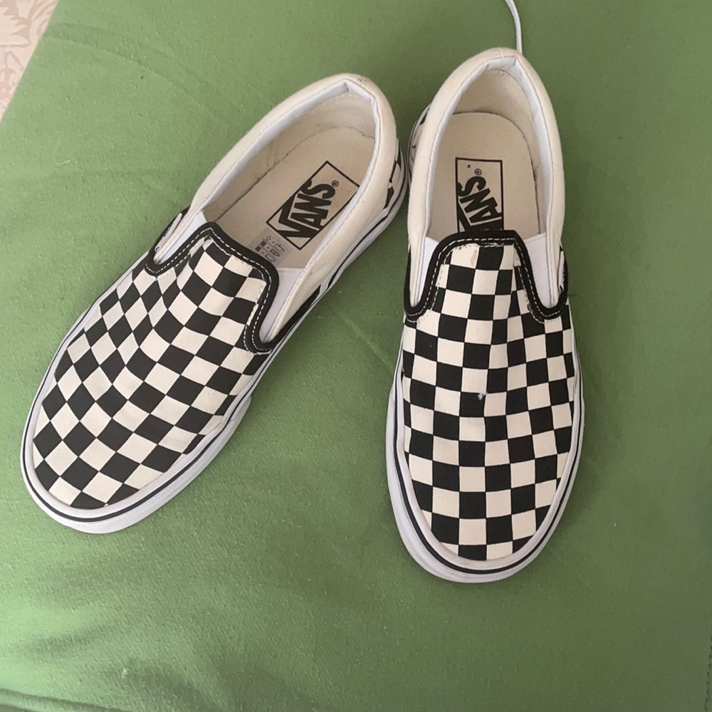 Checkered slip on vans